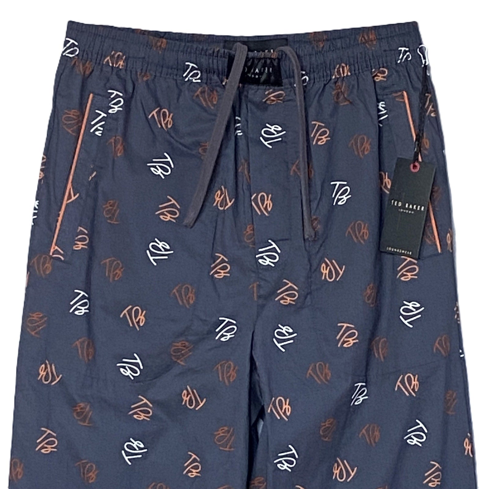 Ted Baker Sleep Pant Men's Small Woven Cotton Drawstring Pockets Dark Gray