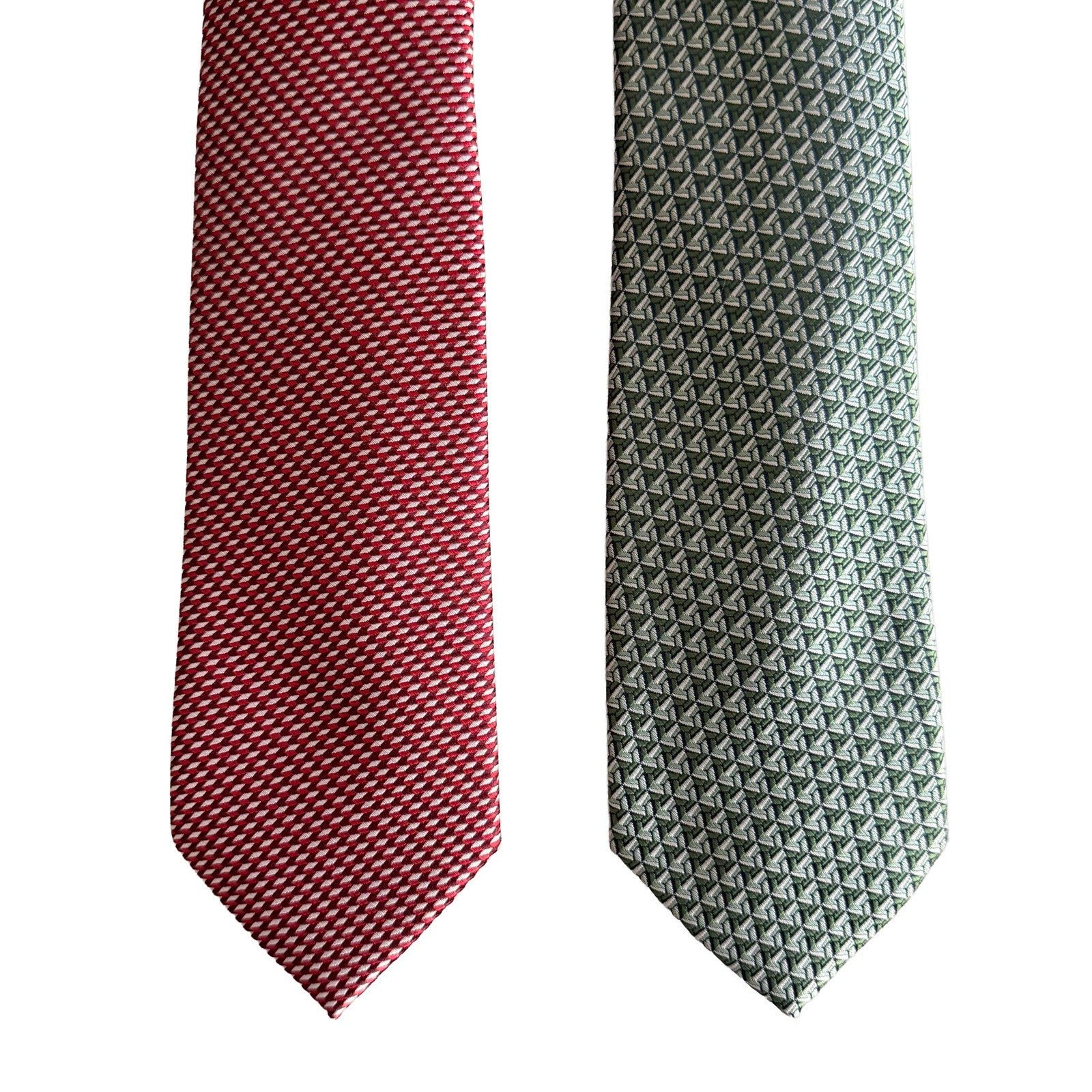 Perry Ellis Portfolio Men's Ties x2 Red Bartolle Mini & Blue Green Mackin Geo
