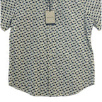 Bugatchi Shirt Men's Small Short Sleeve Shaped Fit Button-Up Cool Mint Geo