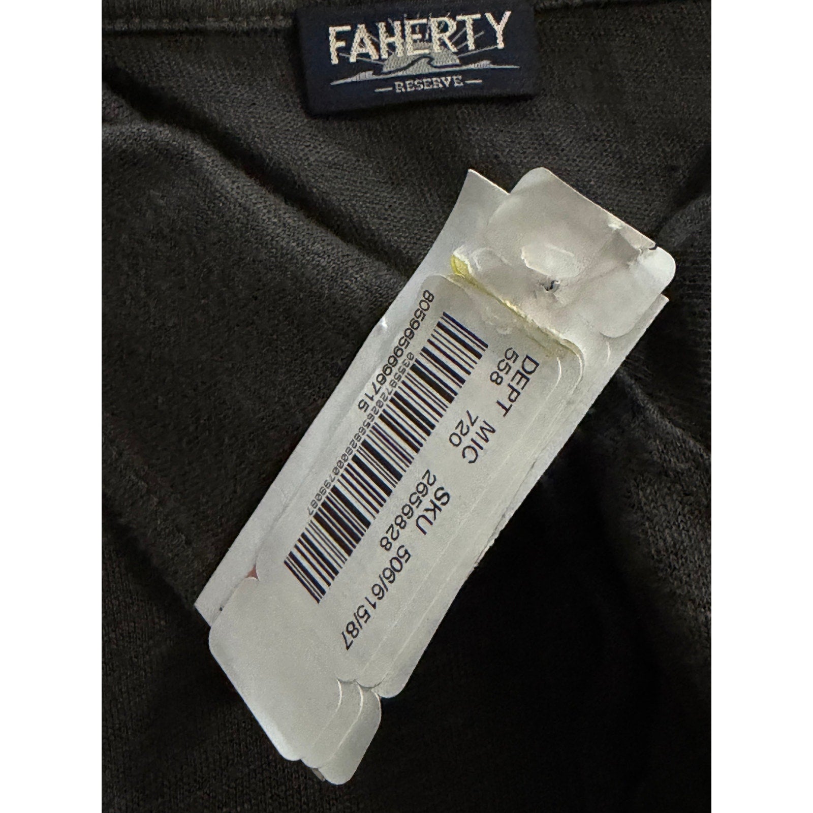 Faherty Polo Shirt Men's XL Reserve Short Sleeve Linen Washed Black