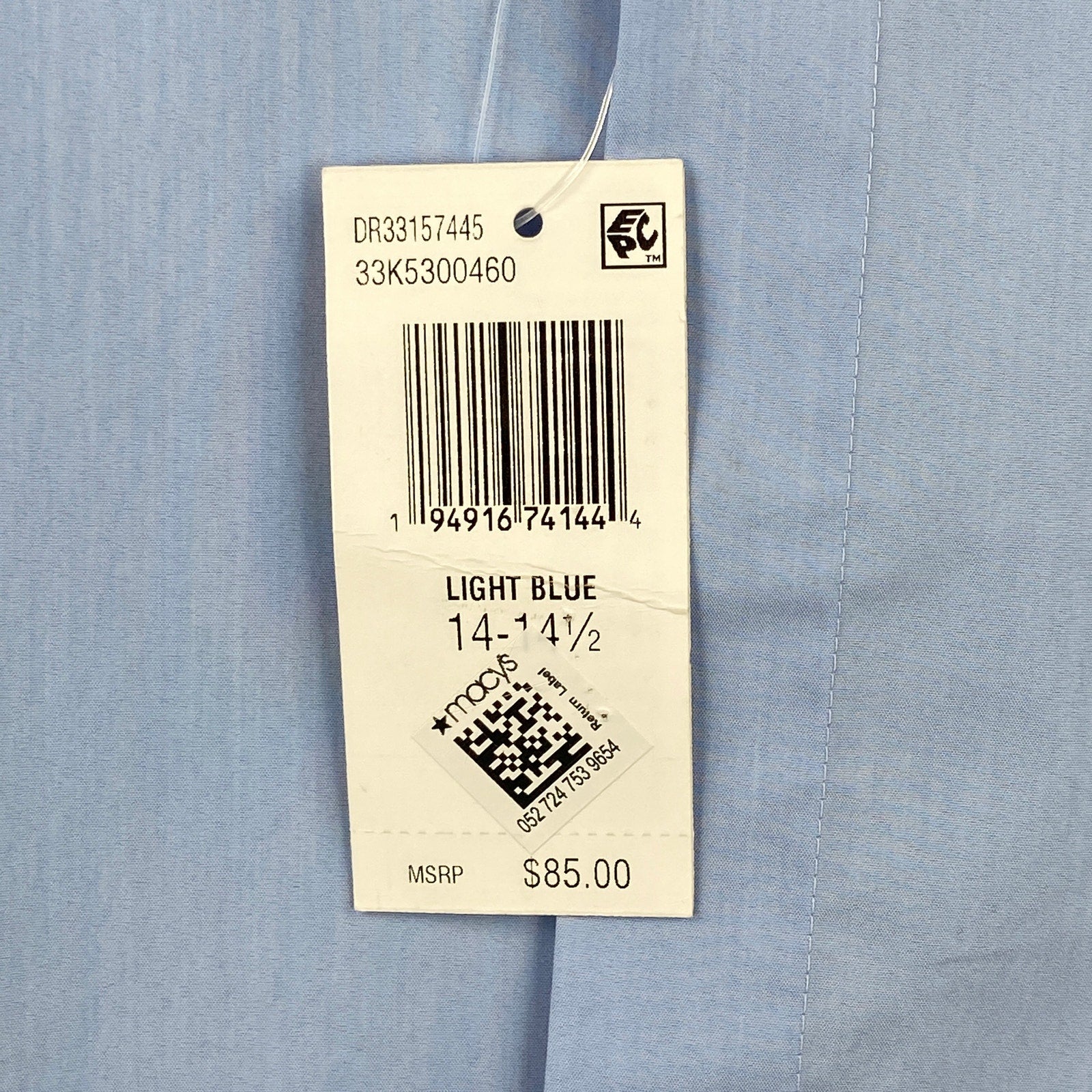 Calvin Klein Shirt Men's Small 14-14.5 Infinite Color Slim Fit Band Collar Blue