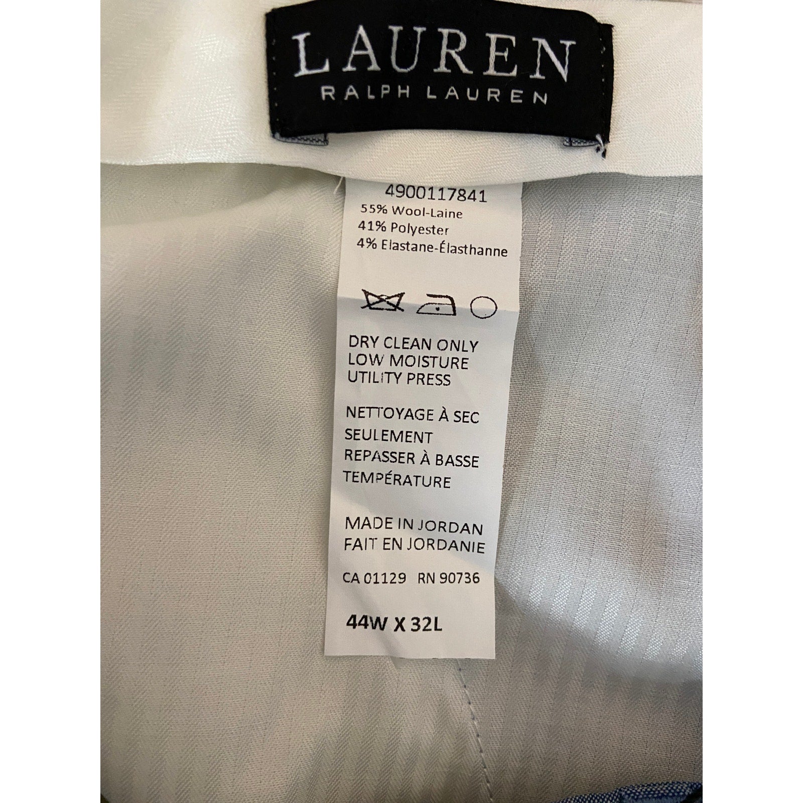 Lauren Ralph Lauren Men's 44x32 Classic Fit Flat Front Suit Pants Light Blue
