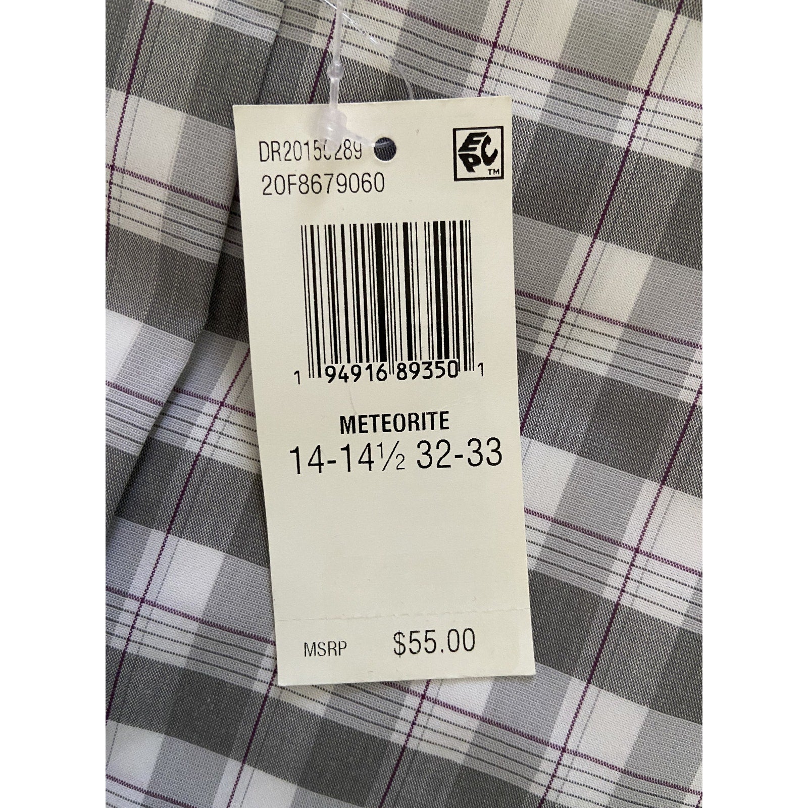 Van Heusen Shirt Men's Small 14-14.5 32/33 Regular Fit Stain Shield Stretch