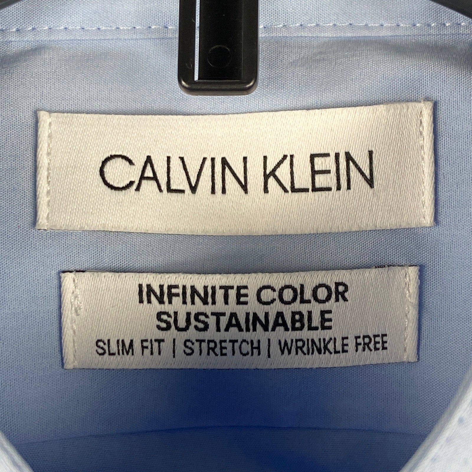 Calvin Klein Shirt Men's Small 14-14.5 Infinite Color Slim Fit Band Collar Blue