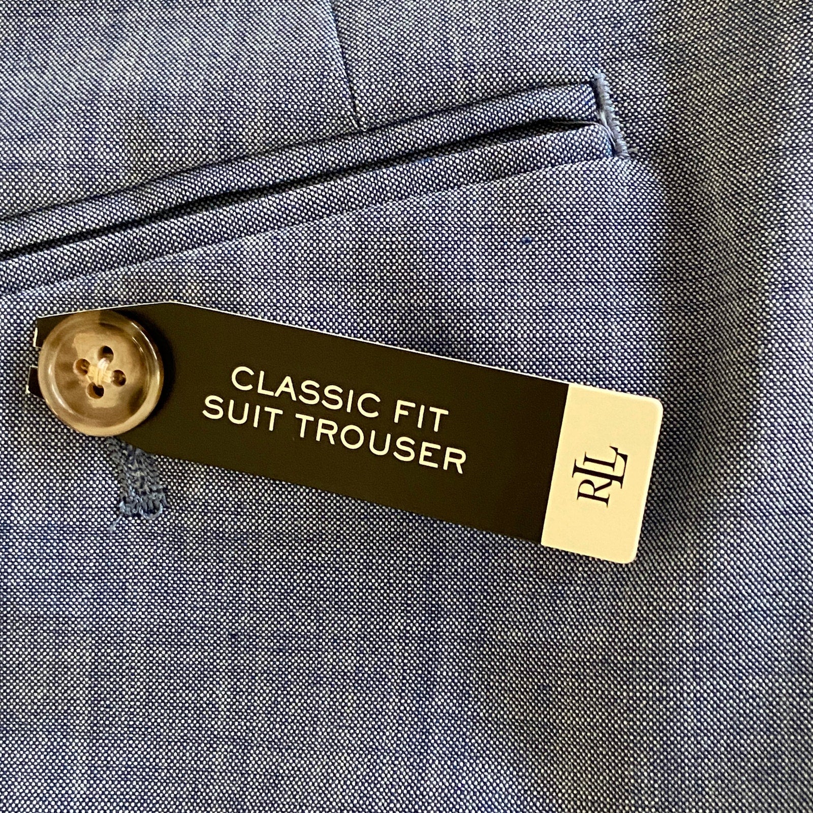 Lauren Ralph Lauren Men's 44x32 Classic Fit Flat Front Suit Pants Light Blue